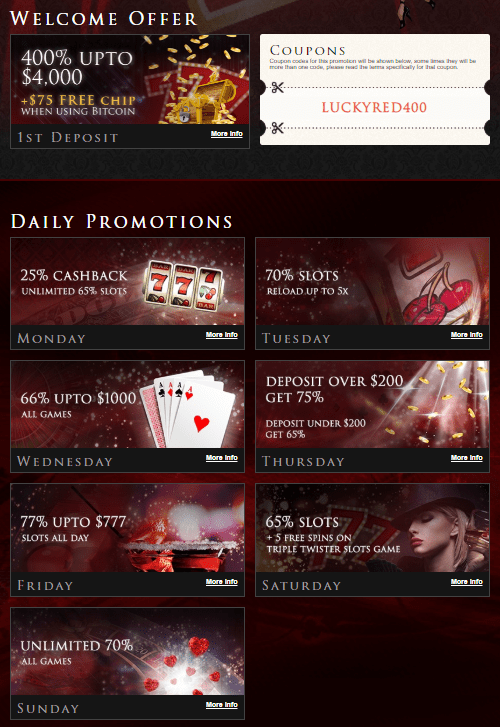 lucky red casino bonus code