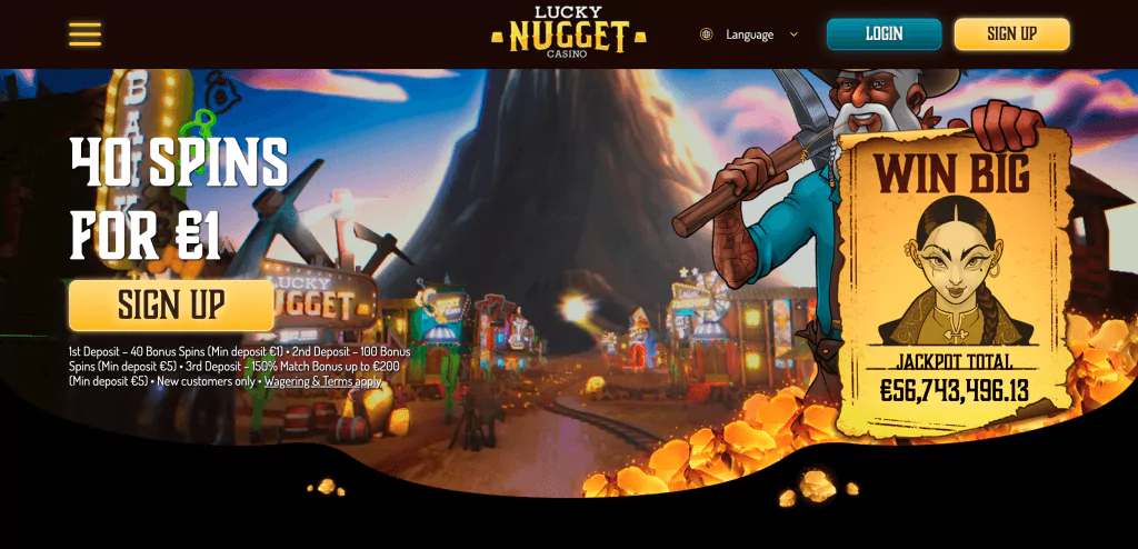 Lucky Nugget Casino Homescreen